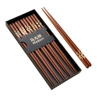 日式高档红檀木筷子2025新款防滑尖头抗菌防霉家庭分专人专用实木