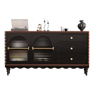 法式复古餐边柜靠墙一体茶水柜客厅储物柜复古斗柜玄关柜酒柜矮柜