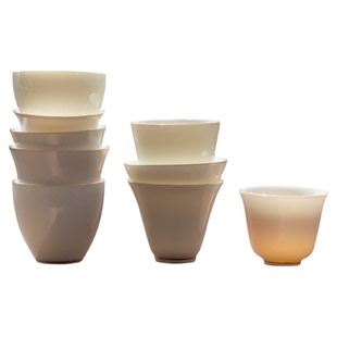 白瓷茶杯10只羊脂玉功夫茶杯陶瓷小茶杯6只装家用待客喝茶专用杯