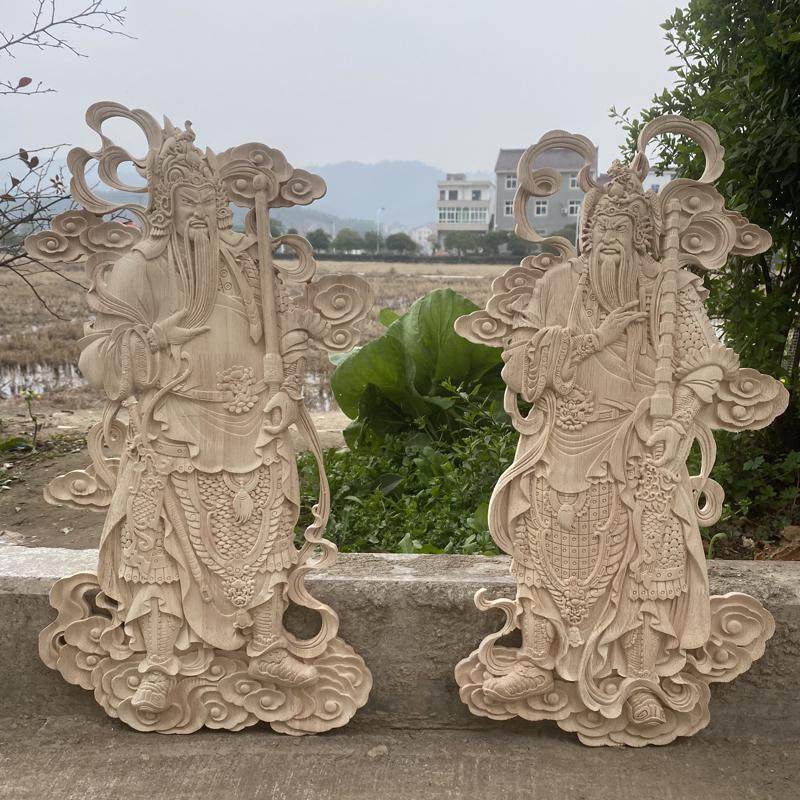 东阳木雕门神木质挂件入户门实木雕刻摆件木板大门2025新款装饰画