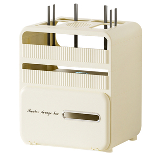 电视机机顶盒置物架路由器收纳盒子柜遮线神器隐藏高级散热台面下