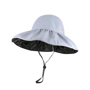 lackpard防晒帽女防紫外线秋冬季黑胶空顶遮阳帽大帽檐旅游渔夫帽