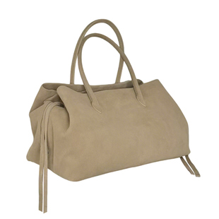 新款真皮麂皮多夹层大容量贝壳包托特包手提单肩复古休闲通勤女包