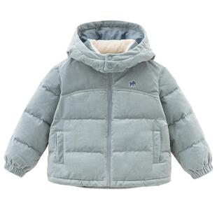 戴维贝拉儿童短款羽绒服男2026冬装新男童加绒加厚灯芯绒外套童装
