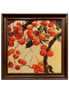 u作【喜柿福满】手工油画玄关客厅装饰画中古风古典新中式挂画