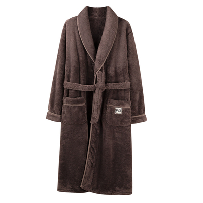 浪莎法兰绒睡袍男加厚保暖睡衣