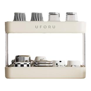 杯子收纳置物架桌面放水杯收藏架餐桌托盘家用茶杯架双层沥水杯架