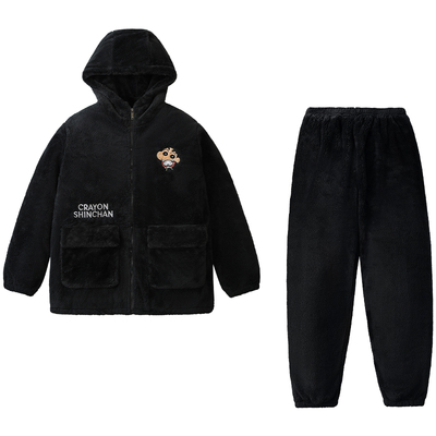 亲嘴猫蜡笔小新珊瑚绒睡衣