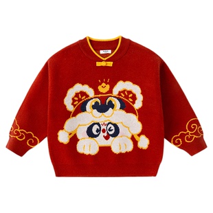 【拜年毛衣清仓】宝宝毛衣红色男童上衣女童周岁礼服喜庆宝宝唐装