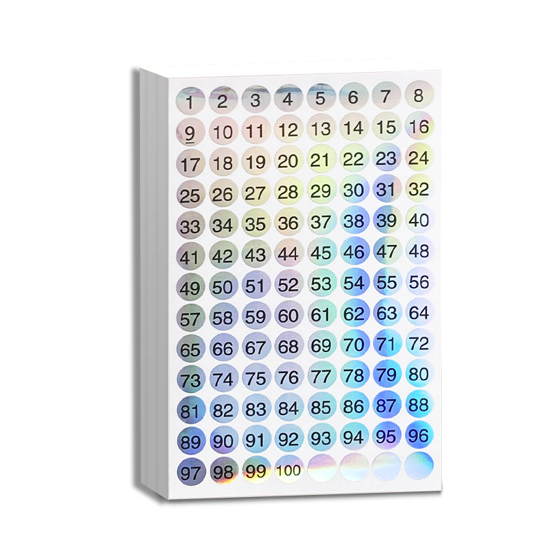 镭射号码贴彩色数字不干胶标签纸小号圆形1-1000数字贴编码编号贴