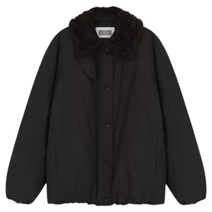 秒发美娜家2026春新款韩国lerobe宽松毛毛翻领拉链夹克棉服外套女