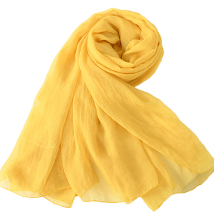 黄色丝巾2025新款舞蹈纱巾姜黄色围巾女春秋跳舞黄沙巾薄款雪纺