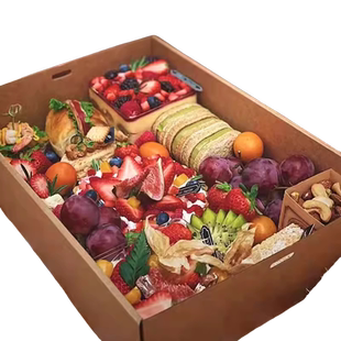 野餐盒子户外春游下午茶点心一次性牛皮纸打包盒子寿司甜点包装盒