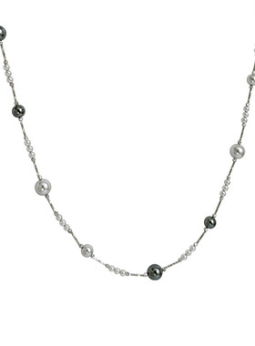 混彩珍珠高级感长款项链女毛衣链