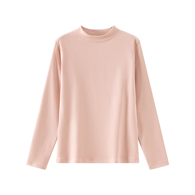 加厚纯棉半高领打底衫女内搭保暖