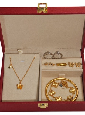 订婚假三金五金鎏金素圈手镯套装