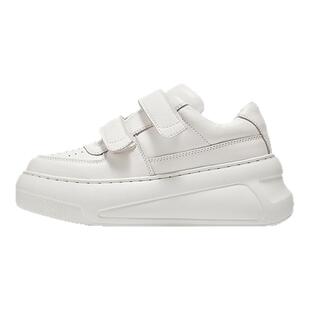 millies妙丽真皮小白鞋女款厚底增高新款休闲加绒棉鞋魔术贴百搭