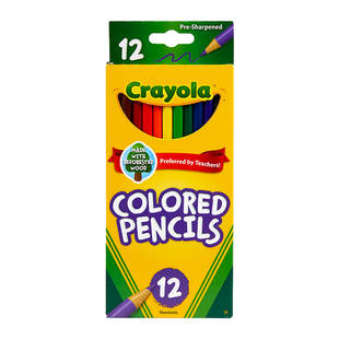 绘儿乐Crayola12色彩色铅笔小学生专用画画长款安全无毒丝滑耐用