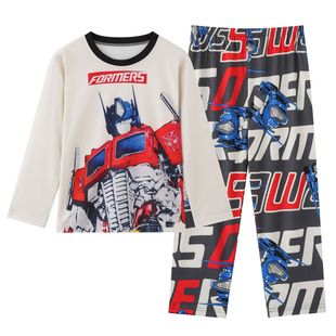 春秋天儿童睡衣卡通变形金刚长袖保暖小男孩宝宝家居服套装青少年