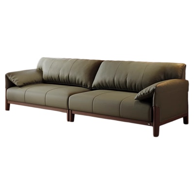 顾家家居实木胡桃木客厅直排沙发