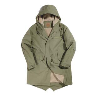 马登工装美式复古军版M51鱼尾风衣派克服棉衣中长款连帽大衣男冬