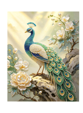 孔雀纳福珍珠钻石贴画材料包
