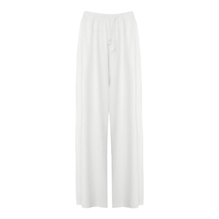 WellD 云朵空气感，直筒高腰宽松抽绳长裤女慵懒松弛垂坠感阔腿裤