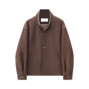 老钱风羊毛混纺重磅毛呢短外套男秋冬季翻领呢子夹克2025新款上衣