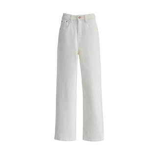 白牛尖子生/亲肤发热暖绒 高腰四面弹直筒牛仔裤女百搭显腿直长裤