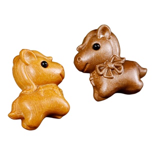 马年大吉檀香木雕刻卡通马diy项链配件吊坠手机链钥匙生肖马挂件