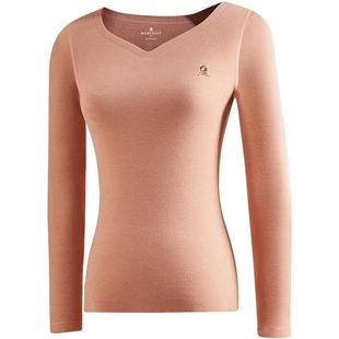 梦特娇蚕丝德绒无痕保暖内衣女加绒内穿发热秋衣羊绒打底衫上衣冬