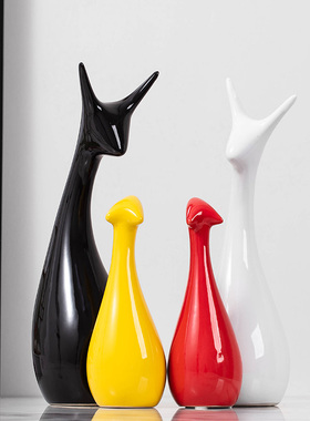 现代简约新中式陶瓷家居装饰品玄关客厅电视柜酒柜餐桌小鹿摆件