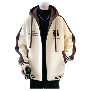 外套男秋冬季新款加棉加厚潮牌冬装青少年夹克棒球服棉衣加绒棉服