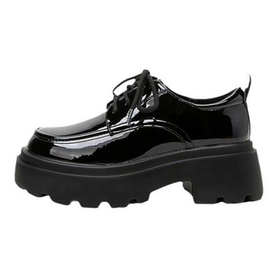 小个子春秋款厚底系带乐福鞋