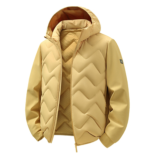 鸭鸭漫步系列轻薄羽绒服男2025年冬季短款连帽保暖时尚鸭绒外套