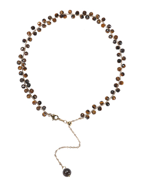 抽拉可调节虎眼石串珠编织项链