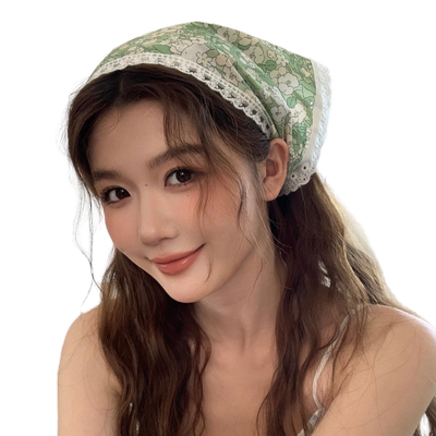 复古碎花头巾三角巾田园风女