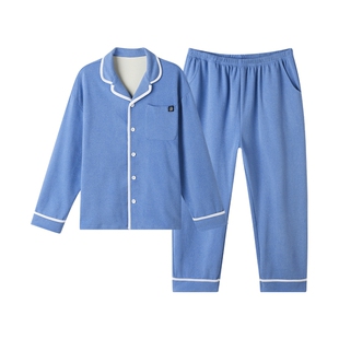 小猪托尼胖童家居服中大童秋冬款男童加绒睡衣套装加肥加大绒开衫