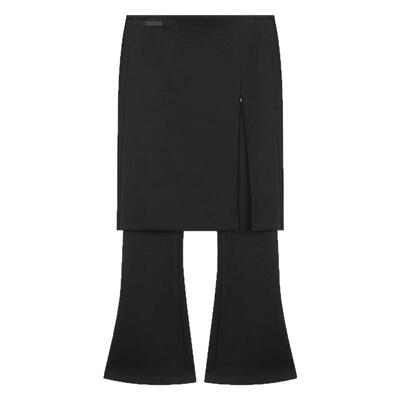 2024冬季开叉时髦针织喇叭长裤