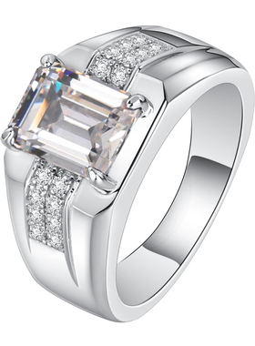 高级感设计925银镀金莫桑戒指男