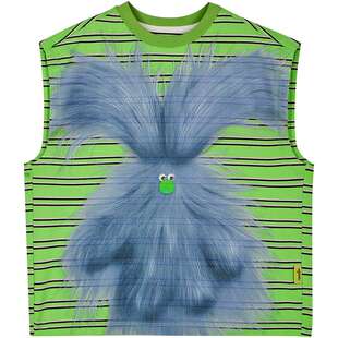 woobaby儿童毛怪短袖背心男女童25夏季宝宝外穿休闲凉快坎肩上衣