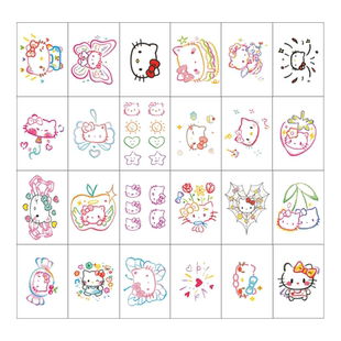 儿童纹身贴可爱猫咪贴纸学生可爱多巴胺女孩防水持久纹身贴纸安全学生甜妹可洗花臂遮挡疤痕卡通贴画定制