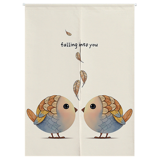 门帘布艺家用卧室半帘隔断卫生间半截门帘短帘免打孔试衣间日式