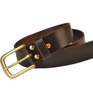 英国马缰革皮带黄铜针式扣头腰带有头插蜡透染JE马缰裤带男款