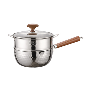 316L雪平锅无涂层不锈钢奶锅家用宝宝辅食小锅蒸煮一人食泡面汤锅