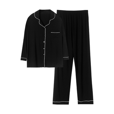 睡衣女春秋季莫代尔长袖开衫冬