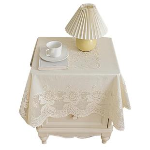 高级感茶几垫桌布INS风白色床头柜布罩长方桌圆桌台布防尘盖布