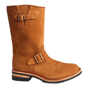 固特异工艺翻毛真皮高筒工程师靴复古机车靴骑士靴长筒户外皮靴男