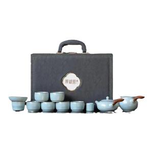 厚湖窑天青汝窑青瓷茶器侧把壶茶具套装整套功夫茶具旅行套