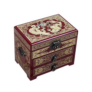 古风多层珠宝收纳盒非遗螺钿漆器首饰盒镶嵌贝壳平遥结婚陪嫁送礼